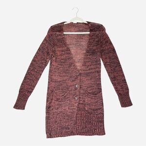 Poetry Linen and Baby Alpaca Blend Long Cardigan in Warm Red Clay Earth Tone